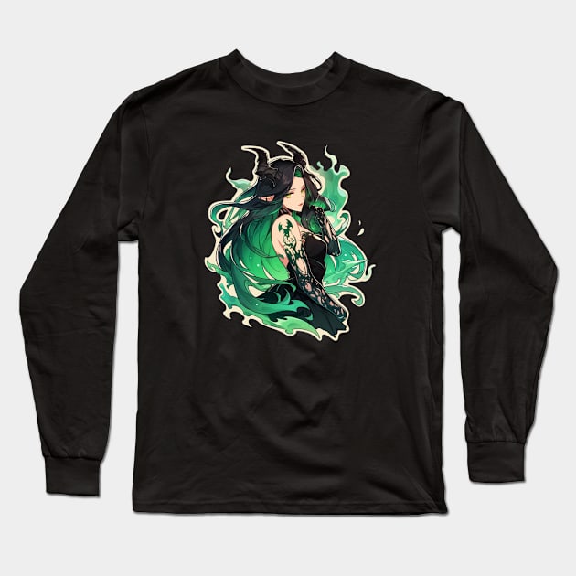 Demon Lady Long Sleeve T-Shirt by DarkSideRunners